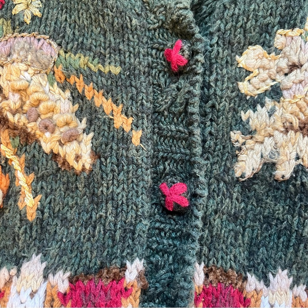 Vintage ‘98 Heirloom Collectables Sweater Fall Harvest Cardigan Cottagecore Barn - Picture 9 of 10